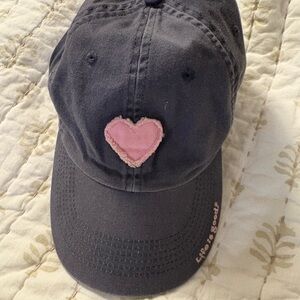 Life Is Good Dark Blue Cap with Pink Heart